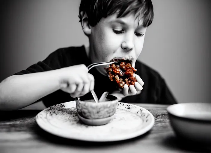 Prompt: photo of christopher hewett as mr belvedere eating chili, 8 k, 8 5 mm f 5. 6