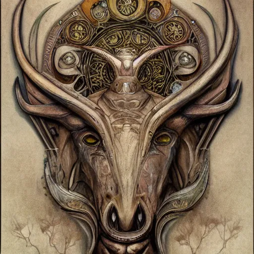 Image similar to detailed and sharp taurus artwork, mystic style, detailed, 8 k, detailed, symmetrical, by brian froud