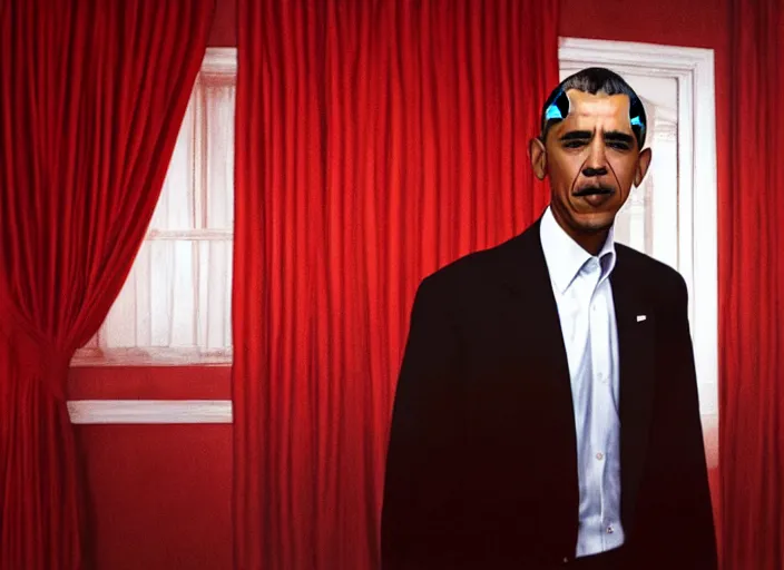 Prompt: Barack Obama in the red Room from Twin Peaks by David lynch