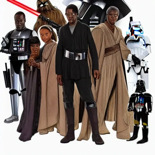 Image similar to star wars but all the cast are black