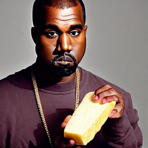 Image similar to Kanye West holding cheese for a 1990s sitcom tv show, Studio Photograph, portrait C 12.0