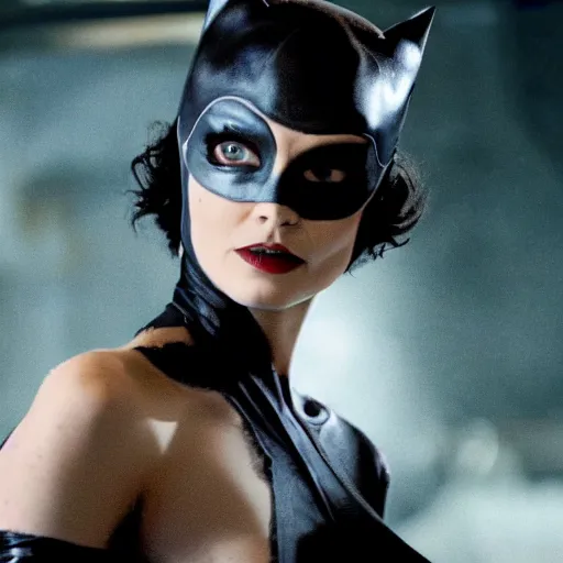 Image similar to film still of johnny depp as catwoman in the new batman movie, 4 k