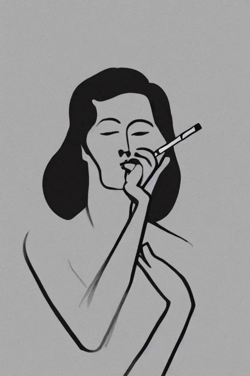 Image similar to single line art of a woman smoking a cigarette