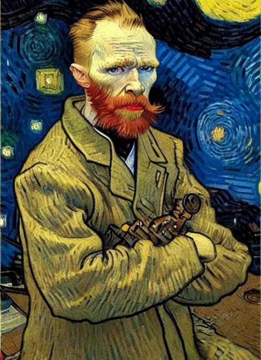 Image similar to hyper realistic charater in cape town painted by vincent van gogh by chiara bautista and norman rockwell and greg rutkowski weta studio, and lucasfilm