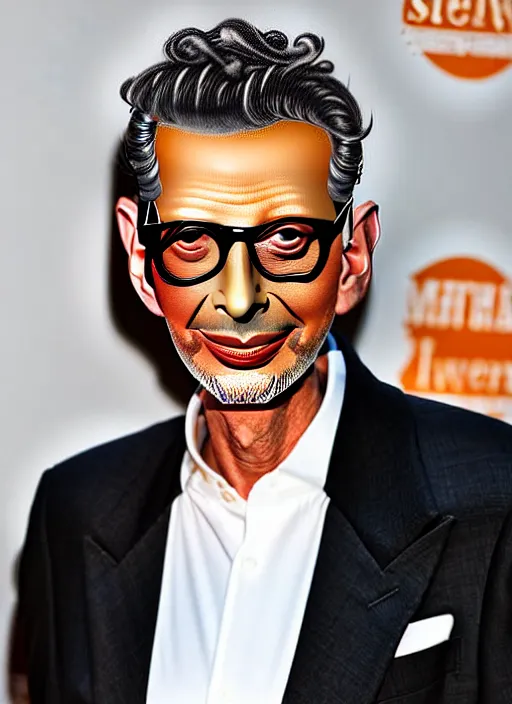 Prompt: jeff goldblum dressed up in a sweet potato