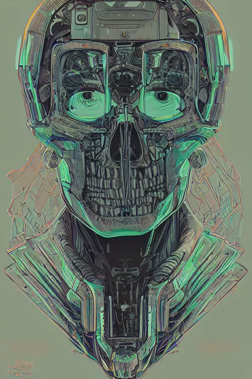 Prompt: a portrait of a cyborg skeleton by Kilian Eng, highly detailed, trending on artstation