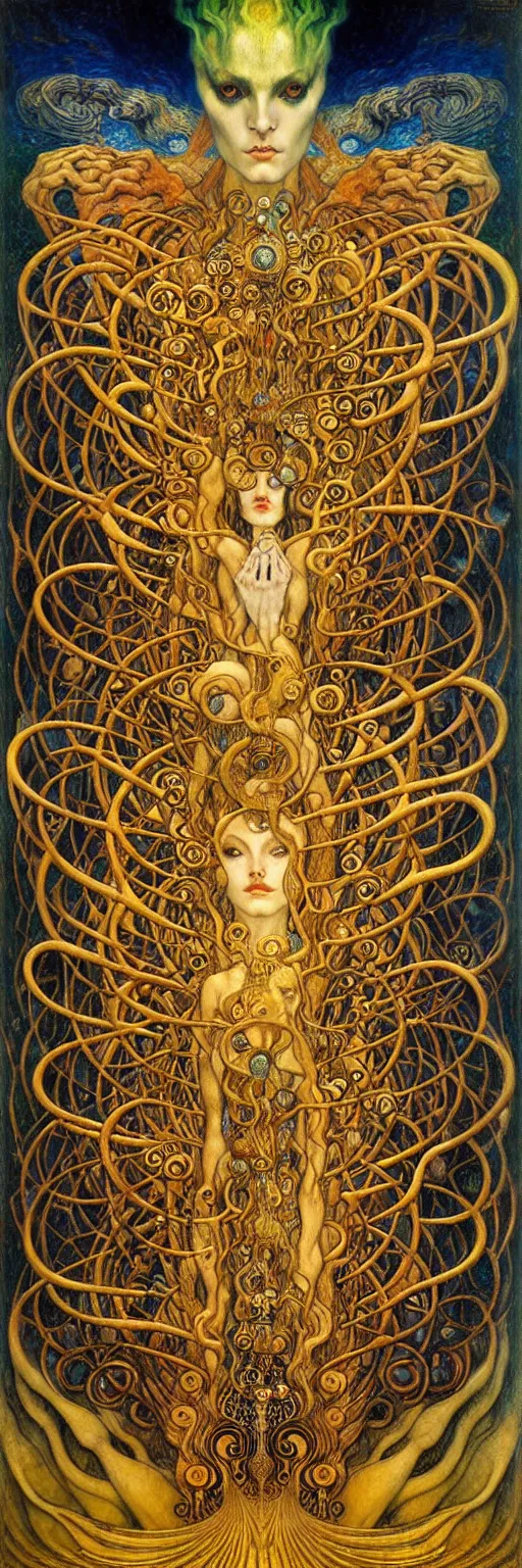 Image similar to Divine Chaos Engine by Karol Bak, Jean Delville, William Blake, Gustav Klimt, and Vincent Van Gogh, symbolist, visionary