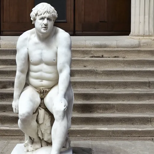 Image similar to boris johnson as a greek marble statue