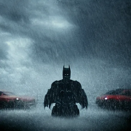 Image similar to dark knight in a thunderstorm, epic scene, cinematic, ultra photorealistic, 8k,