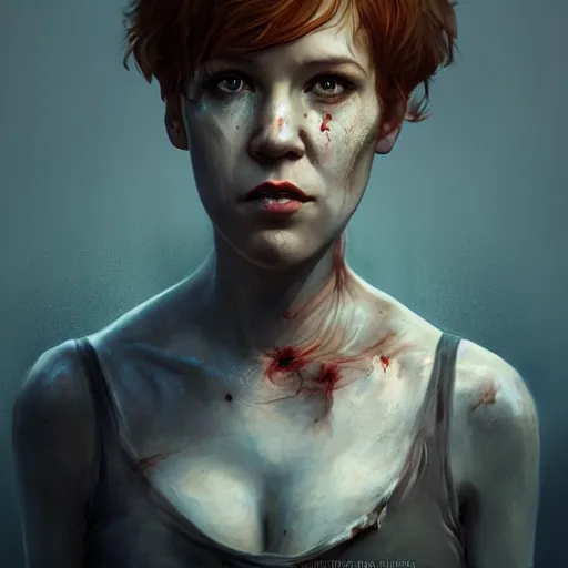 Image similar to portrait of molly ringwald as a zombie, 7 days to die zombie, fine art, award winning, intricate, elegant, sharp focus, cinematic lighting, highly detailed, digital painting, 8 k concept art, art by guweiz and z. w. gu, masterpiece, trending on artstation, 8 k