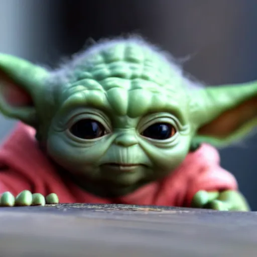 Image similar to baby yoda getting bigger, meaner and transforming into hulk, dc universe, bokeh, high quality dof