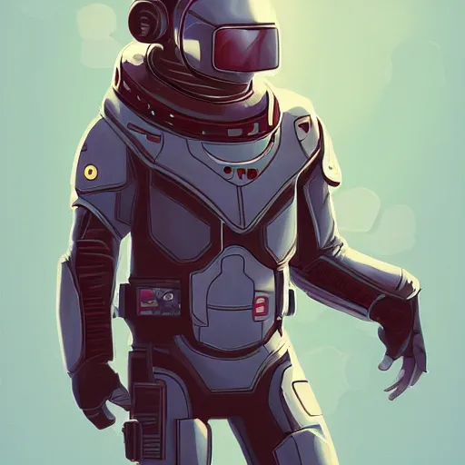Prompt: concept art, stylized, comic book illustration, human character, space suit, trending on artstation