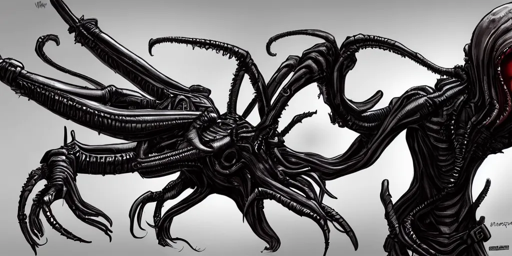 Prompt: previously unseen spider xenomorph, concept art, character concept, Alien,