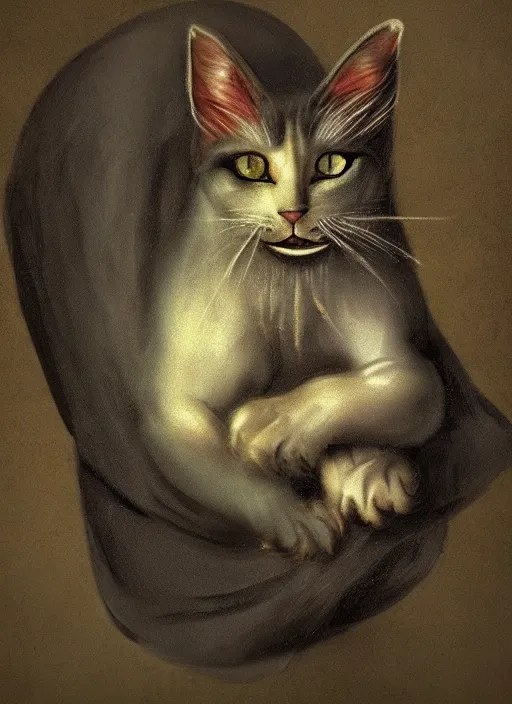 Image similar to demonic cat by hieronymus bosch, detailed digital art, trending on Artstation