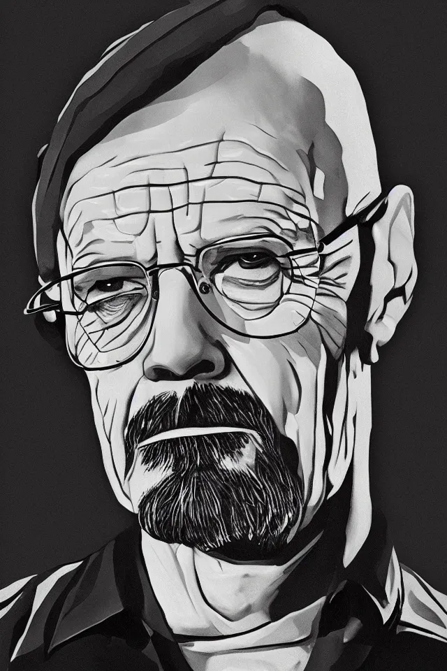 Prompt: female walter white, monochromatic, high contrast