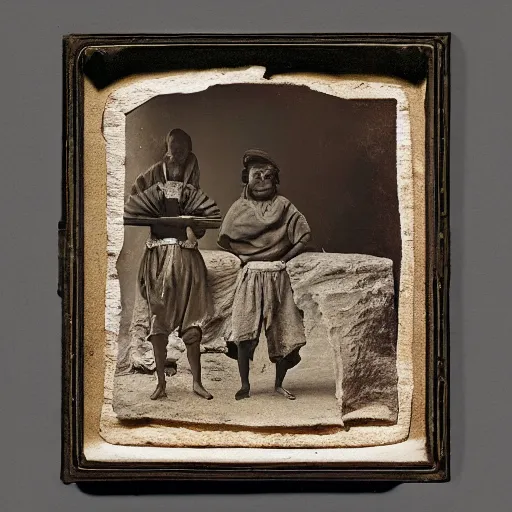 Image similar to A three color offset photography of single ((ethnographic )) object on display, anthropology of wonder, surrealism, exotic artifacts, colonial expedition, exhibition, 1900s style