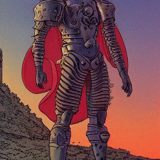 Prompt: techno - spirit utopian gallant knight, future perfect, award winning art by moebius