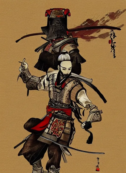 Prompt: samurai jetstream sam, feudal japan, painting, high quality, [ [ [ revengeance ] ] ]