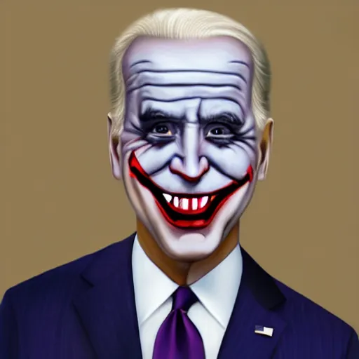 caricature of Joe Biden wearing joker makeup saying | Stable Diffusion ...