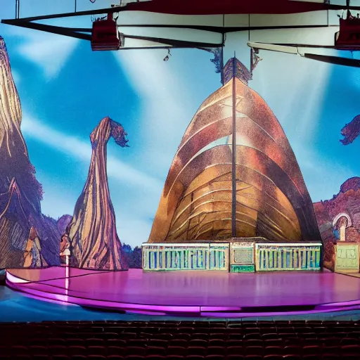 Prompt: scenic and projection design for a grand opera