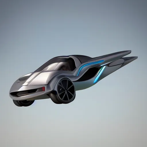 Image similar to futuristic sports flying car, hyperrealistic, cinema 4 d, cinematic