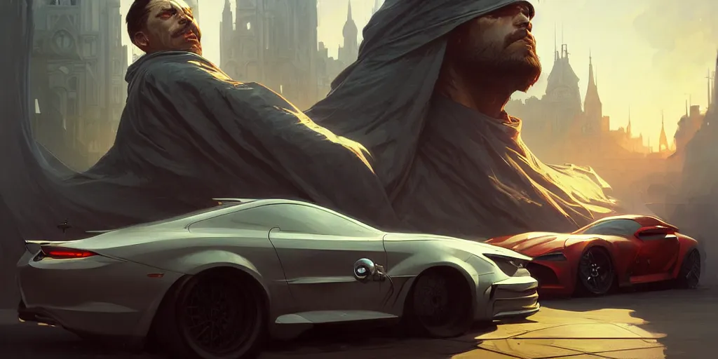 Image similar to the one eyed man likes your car, highly detailed, digital painting, artstation, concept art, matte, sharp focus, illustration, art by artgerm and greg rutkowski and alphonse mucha