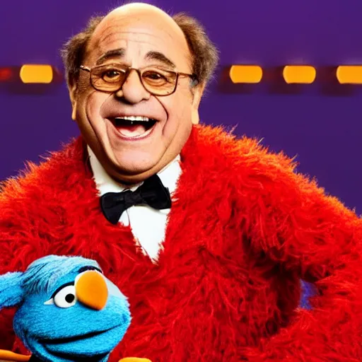 Image similar to Danny Devito as a muppet in sesame street, 8k resolution, full HD, cinematic lighting, award winning, anatomically correct