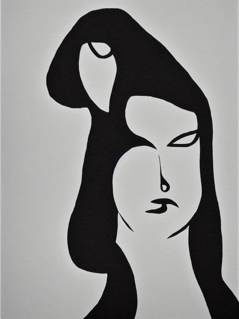 Image similar to minimalist female portrait, one line drawing, bold quick sketch inspired by bauhaus, henri matisse.