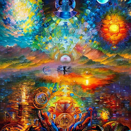 Image similar to visionary art by android jones, james christensen, rob gonsalves, paul lehr, leonid afremov and tim white