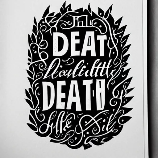 Image similar to beautiful modern calligraphy hand lettering of the words life before death