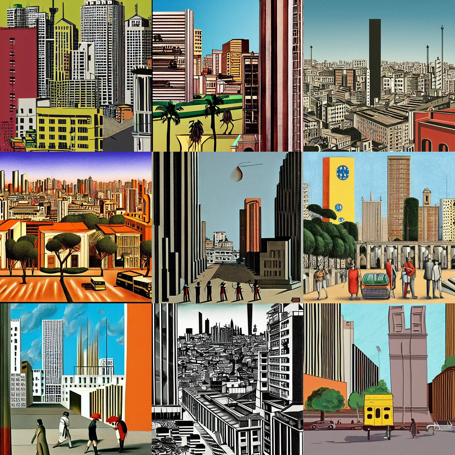 Prompt: a illustration São Paulo City in Brazil, artwork by Giorgio de Chirico