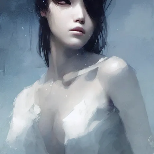 Image similar to lee jin - eun by greg rutkowski, rule of thirds, seductive look, beautiful