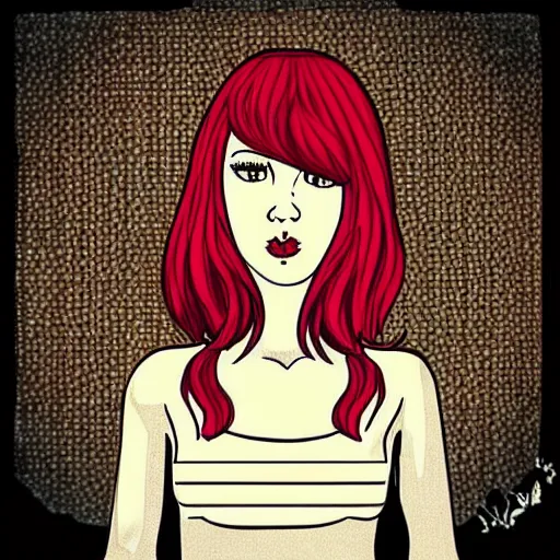 Image similar to “album cover indie red head singer girl comic style”