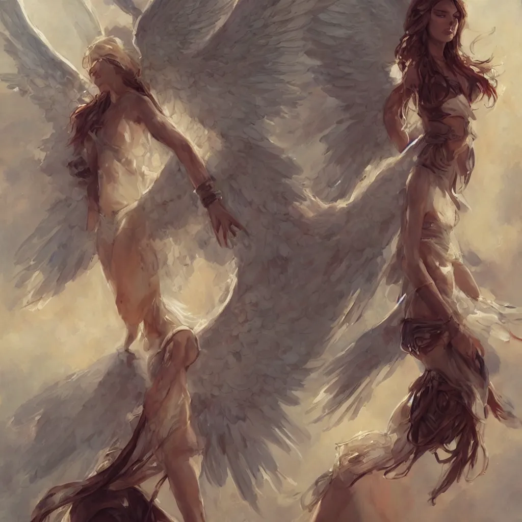 Prompt: beautiful diagram of a biblically accurate angel, art by scott davidson, albert aublet, krenz cushart, artem demura