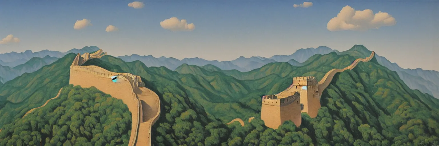 Image similar to Great Wall of China oil painting magritte