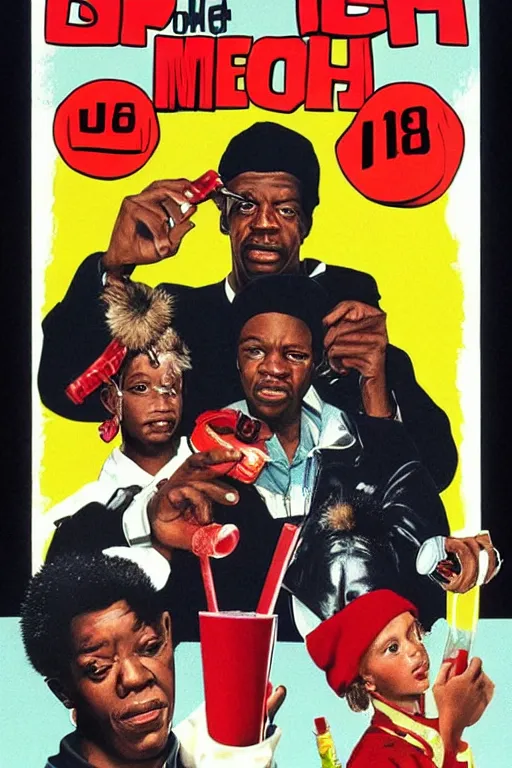 Prompt: poster the movie 1 9 8 8 ussr don't be a menace to south central while drinking your juice in the hood, perfect symmetrical eye, soviet russian winter fur hat ushankas