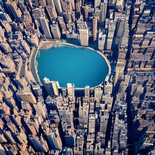 Image similar to photo of giant egg floating over New York City, aerial view