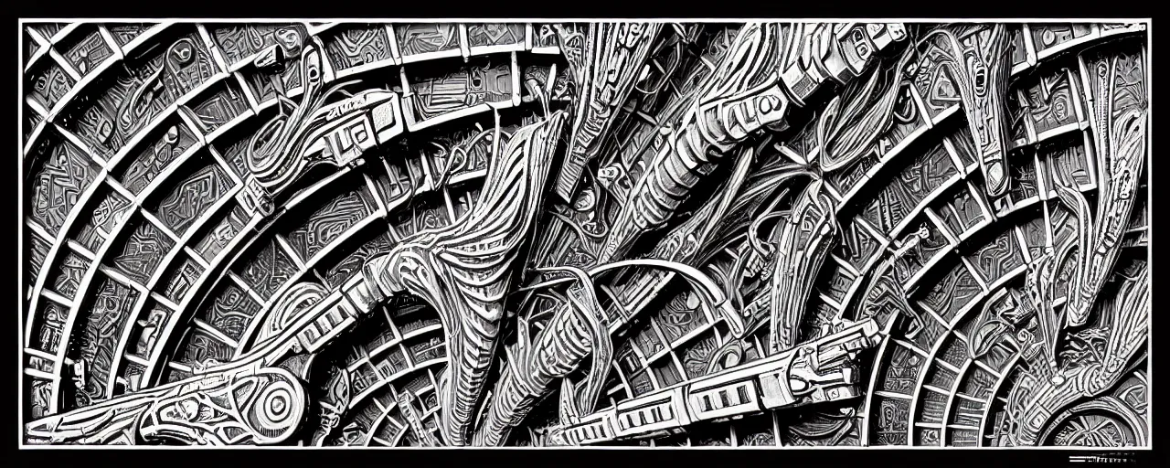 Image similar to a double helix dna cyberpunk steampunk stone carved archway, art deco high details, lineart, by vincent di fate and joe fenton, inking, screen print, masterpiece, trending on artstation, sharp, high contrast, hyper - detailed, ultrawide, hd, 4 k, 8 k