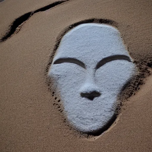 Image similar to a face in the sand