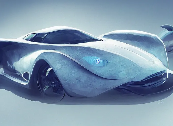 Image similar to a beautiful concept design of a car that looks almost like a shark or a whale. car design by cory loftis, fenghua zhong, ryohei hase, ismail inceoglu and ruan jia, henrik fisker and bruce kaiser and scott robertson and dmitry mazurkevich and doruk erdem and jon sibal, volumetric light.