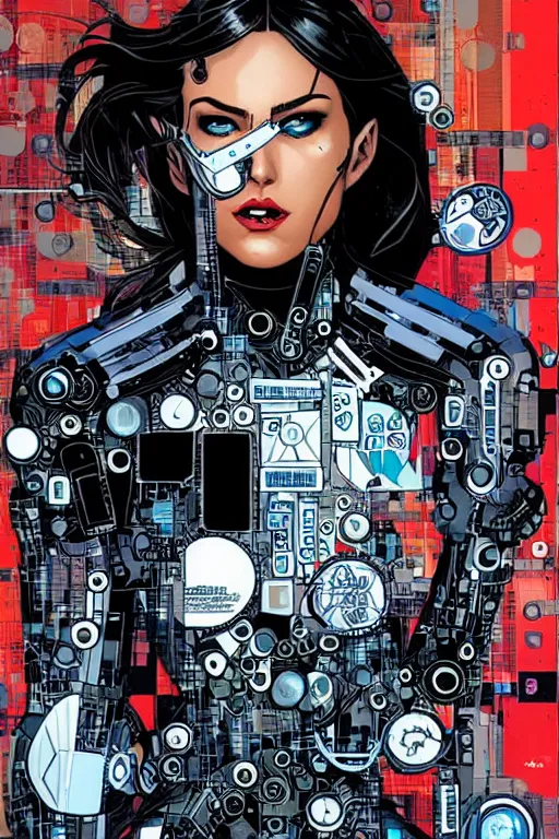 Image similar to a portrait of a beautiful cybernetically enhanced woman, by marvel comics and sandra chevrier