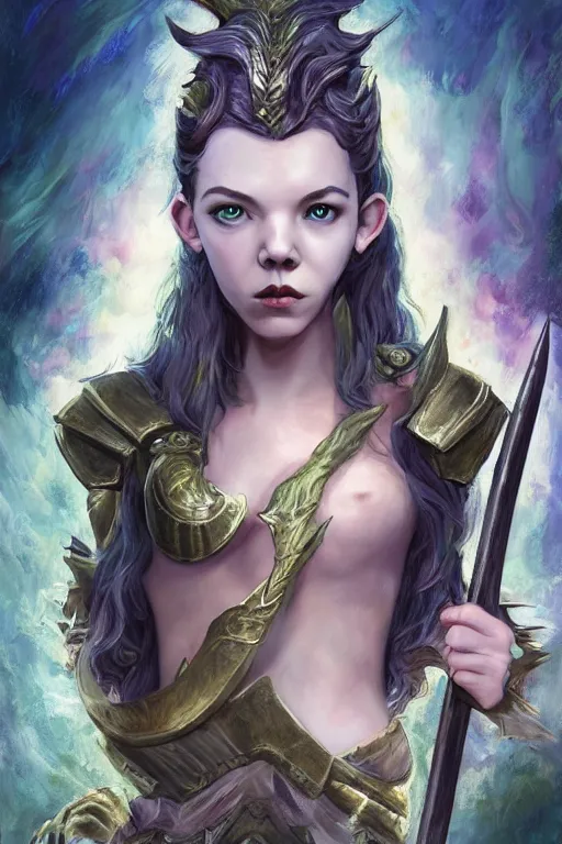 Prompt: A fantasy comic book style, portrait painting of hybrid Anya Taylor-Joy, and Cory Chase as a youthful Atlantean, Reptilian Warrior, Mystical Valkyrie, Modest light Armor, Sword, Sheild, Spear, François Boucher, Oil Painting, unreal 5, DAZ, hyper-realistic, Photorealistic, octane render, Regal, Refined, Coherent, Detailed Digital Art, RPG portrait, William-Adolphe Bouguereau, Michael Cheval, Walt Disney (1937), Steampunk, Hieronymus Bosch, Golden dappled dynamic lighting, Highly Detailed, Theophanic atmosphere, Cinematic Lighting, Unreal Engine, 8k, HD