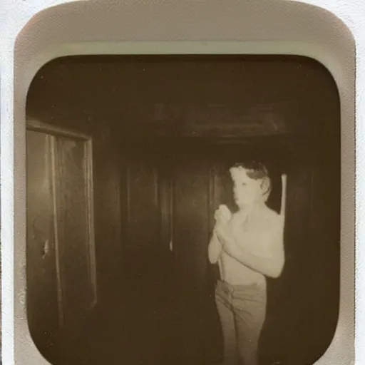 Image similar to a polaroid photo of an unsettling scene