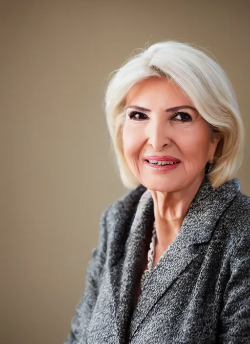 Image similar to dslr photo portrait still of 7 5 year old age 7 5 ivanka trump at age 7 5!!!, 8 5 mm f 1. 8