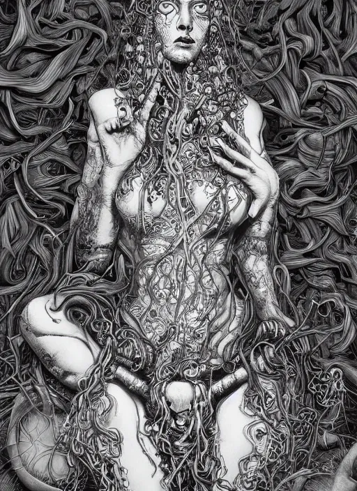 Prompt: Hel goddess painting by Dan Hillier, trending on artstation, artstationHD, artstationHQ, 4k, 8k