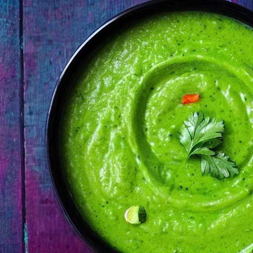 Prompt: a photo of green soup