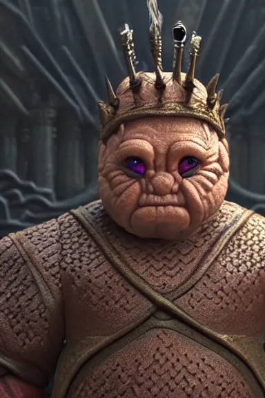 Prompt: very very intricate photorealistic photo of a goomba in an episode of game of thrones, photo is in focus with detailed atmospheric lighting, award - winning details