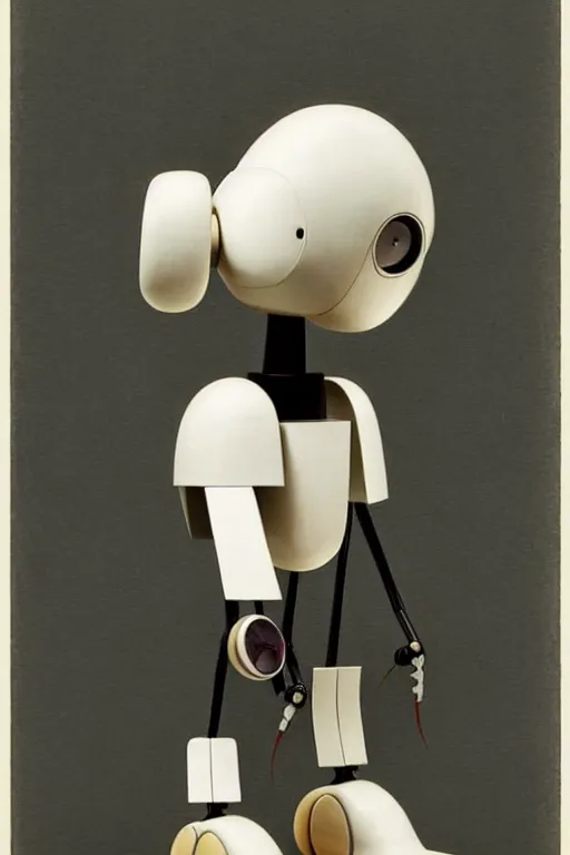 Image similar to (((((2050s Naoto Fukasawa + Ingo Maurer + Dieter Rams + Charles Eames robot . muted colors.))))) by Jean-Baptiste Monge !!!!!!!!!!!!!!!!!!!!!!!!!!!