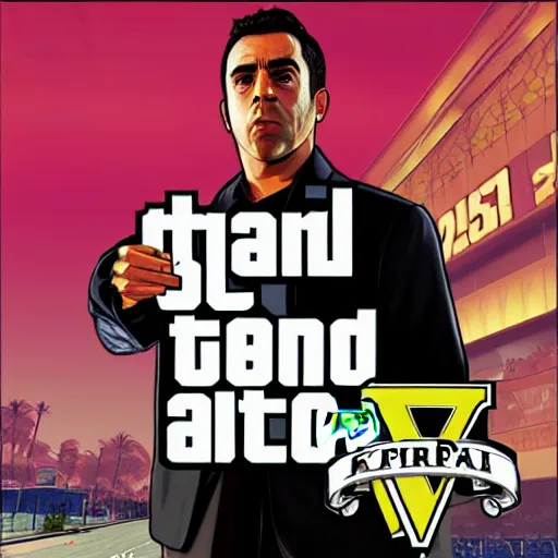 Image similar to Xavi Hernandez in GTA V cover art