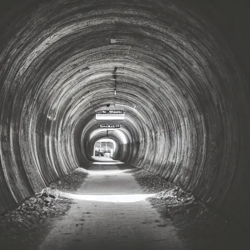 Prompt: photo of a creepy tunnel